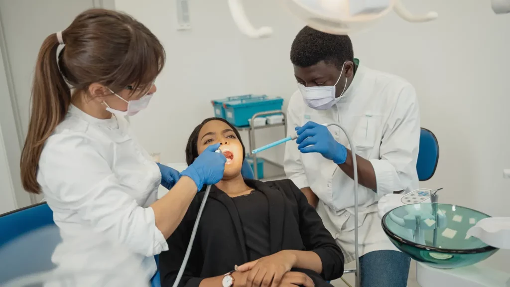 Dental Check up process with 2 dentists