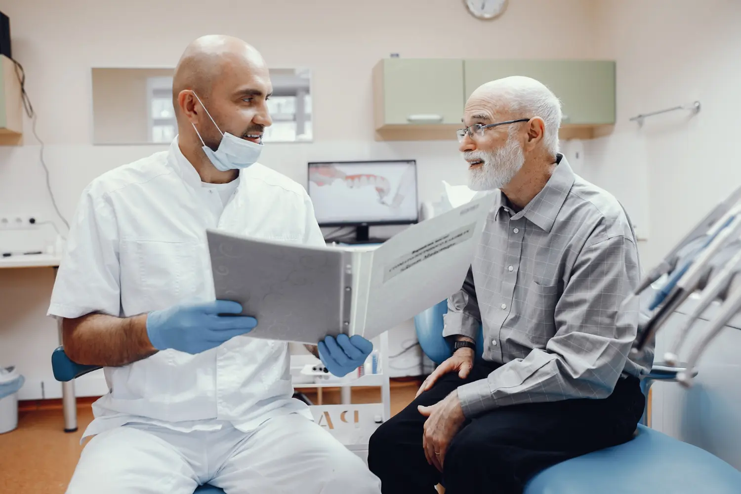old white man at Dental checkup
