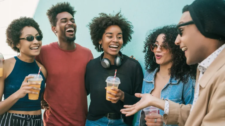 Black friends smiling and laughing